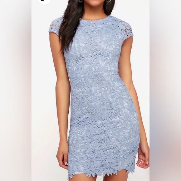 Dresses & Skirts - Blue Lace Bodycon Dress